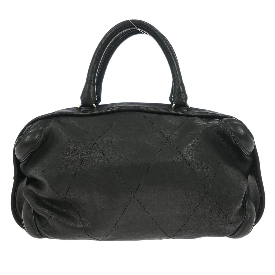 Large CHANEL black calfskin leather handbag with inner pockets: Large CHANEL black calfskin leather handbag with inner pockets Chanel black calfskin handbag with logo accent and inner pockets. This women's large handbag is made in Italy and features a structured e