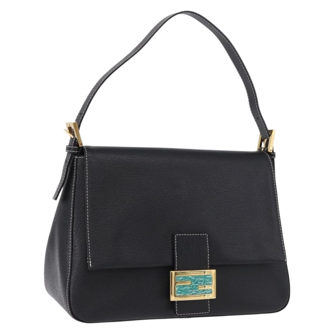 Black Leather Shoulder Bag FENDI Mamma Baguette Gold Tone: Black Leather Shoulder Bag FENDI Mamma Baguette Gold Tone Fendi Mamma Baguette shoulder bag in black leather with gold tone hardware. Made in Italy, this bag measures approximately W28 x H20 x D12 cm 