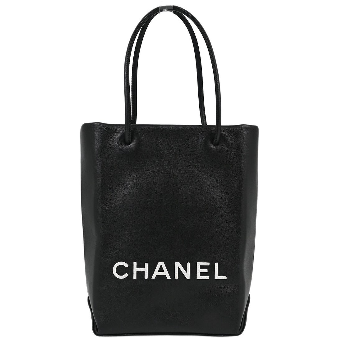 Chanel Essential Tote Small Black Calfskin Handbag with White Handles (1 of 11)