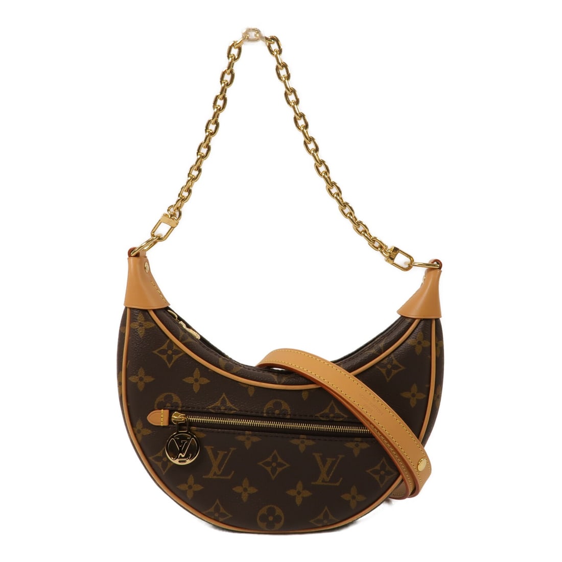 Louis Vuitton Loop M81098 Monogram Shoulder Bag with 2 Straps: Louis Vuitton Loop M81098 Monogram Shoulder Bag with 2 Straps A Louis Vuitton Loop 2 Way Shoulder Bag in Brown, identified by model number M81098. It is made from Monogram and PVC coated canvas and fe