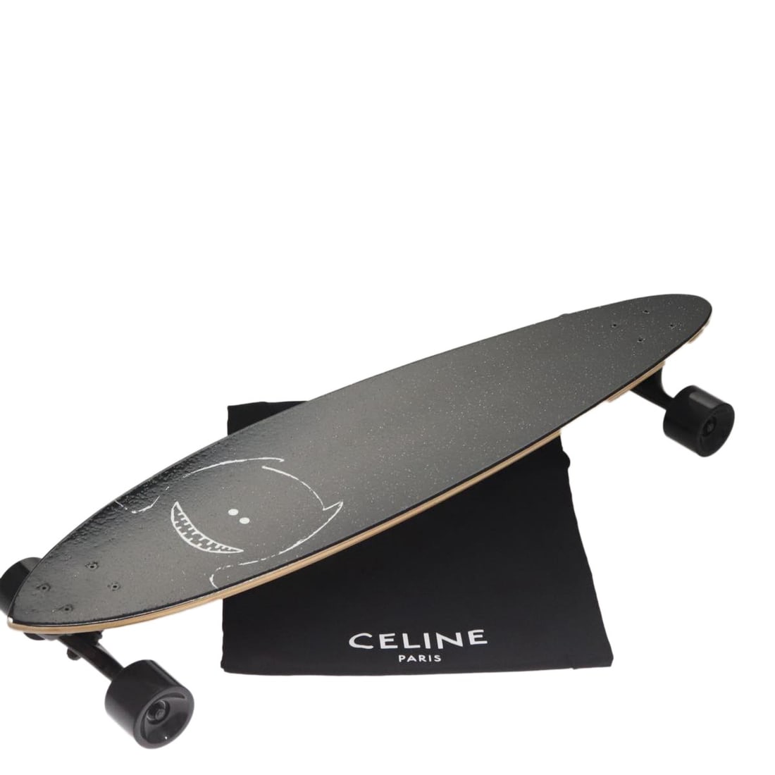 Black Wood Skateboard CELINE Scott Daniel Ellison Dust Bag: Black Wood Skateboard CELINE Scott Daniel Ellison Dust Bag CELINE skateboard in black wood, part of the Scott Daniel Ellison collaboration. It comes with a dust bag and is made in France. The item is 