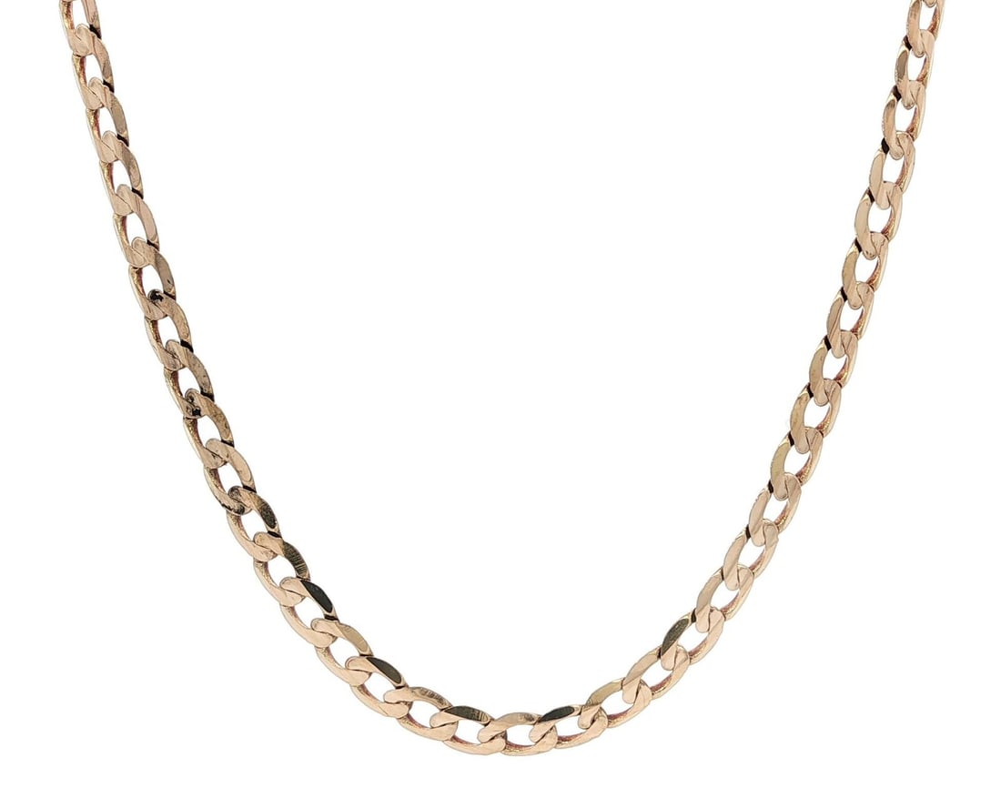 Flat Cuban Curb Link 14k Yellow Gold 20 Inch Chain Necklace 3.8mm Lobster Clasp (1 of 5)