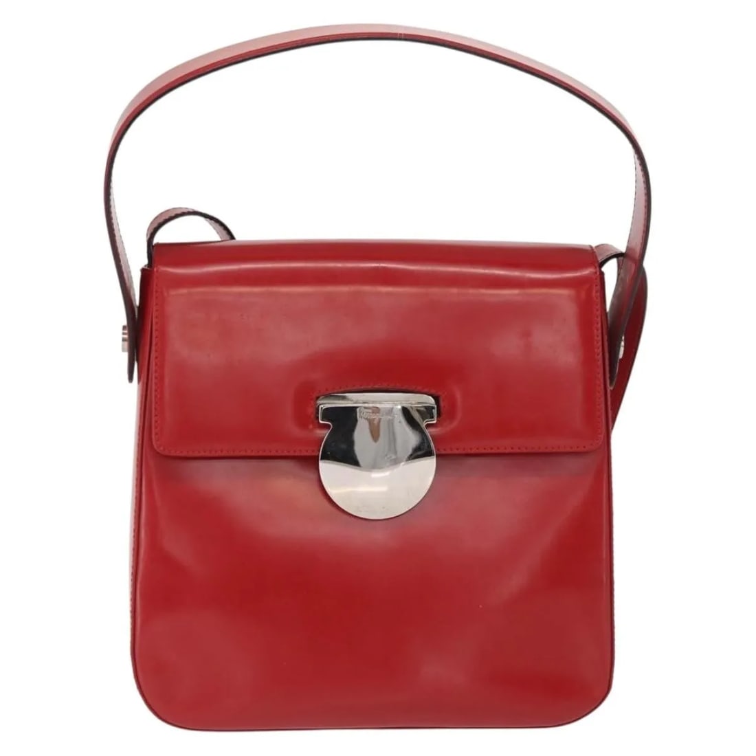 Red Leather Handbag Salvatore Ferragamo Vala Italy: Red Leather Handbag Salvatore Ferragamo Vala Italy The Salvatore Ferragamo Vala handbag for women features a red leather exterior with a compact design measuring 21cm x 21cm x 8cm. This Italian-made h