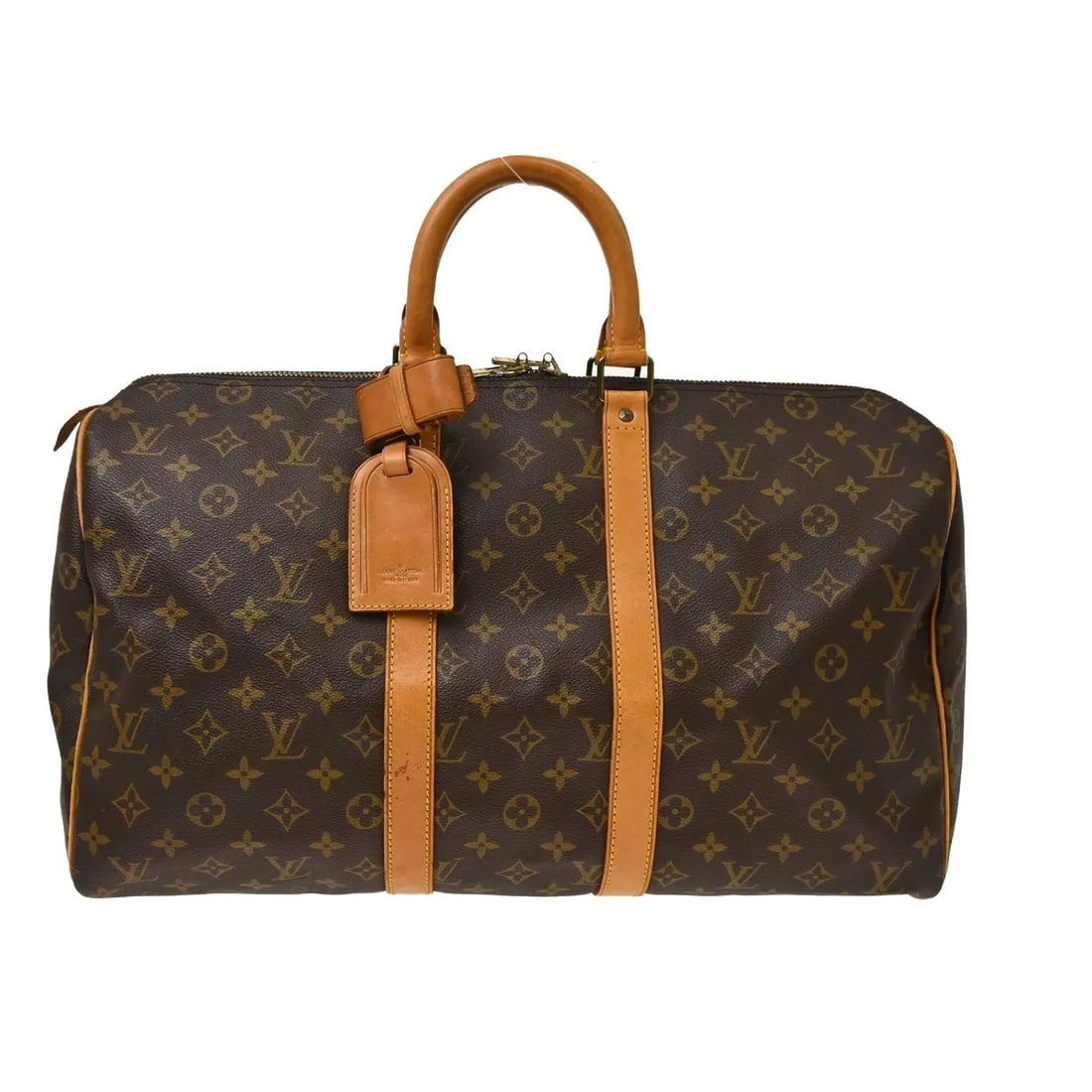 Louis Vuitton Keepall Unisex Brown Canvas Travel Bag: Louis Vuitton Keepall Unisex Brown Canvas Travel Bag Louis Vuitton Keepall Monogram duffel bag in brown canvas, made in France. This unisex model measures 45 cm x 27 cm x 20 cm and is described as bei