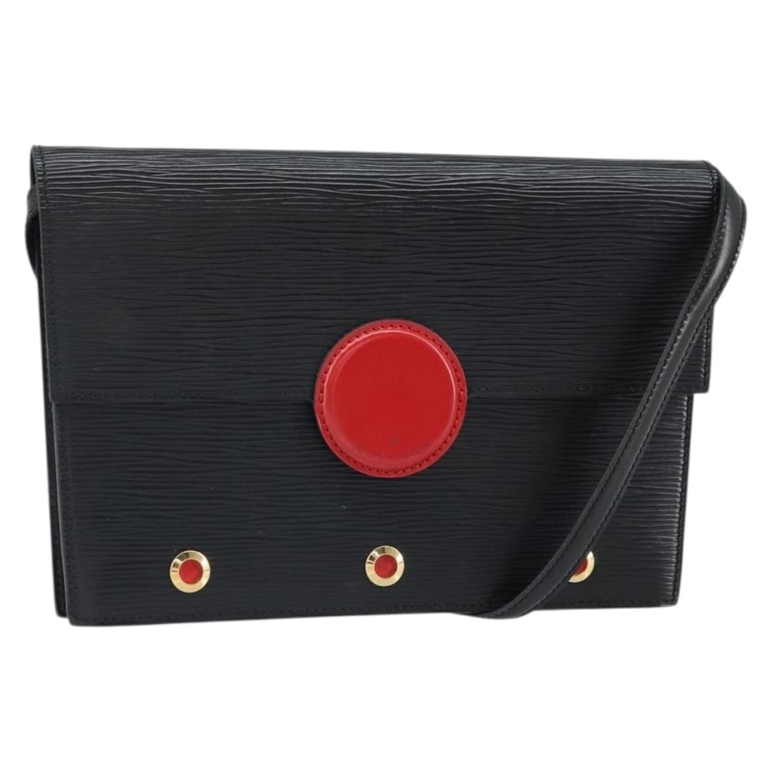 Louis Vuitton Epi Leather Hublot Black Red Shoulder Bag M52557: Louis Vuitton Epi Leather Hublot Black Red Shoulder Bag M52557 This Louis Vuitton Epi Hublot shoulder bag features a stylish black and red exterior crafted from signature Epi leather. The bag offers a