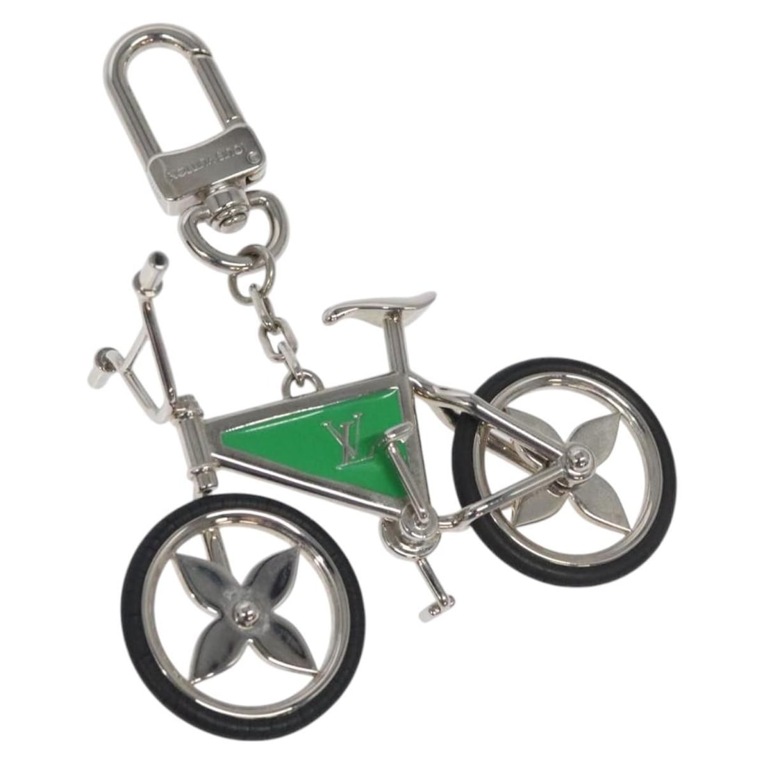 Louis Vuitton M77148 Silver Metal Bag Charm with Dust Bag Box: Louis Vuitton M77148 Silver Metal Bag Charm with Dust Bag Box Louis Vuitton Bijoux Sac Bike Charm in silver metal, made in France. This women's charm comes with a dust bag and item box. The piece is d