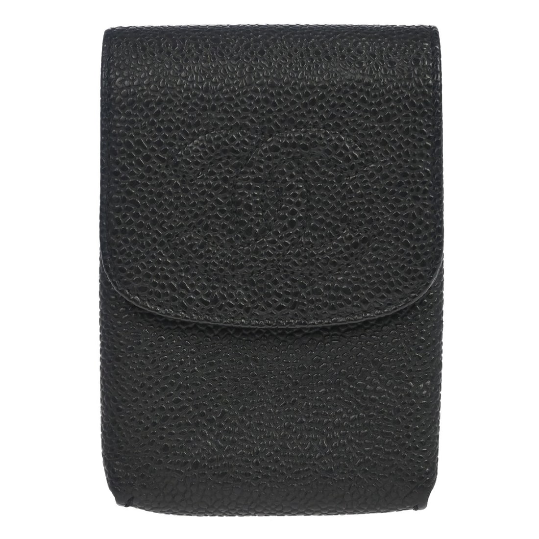 CHANEL Caviar Skin Multi Pouch Black Square Italy: CHANEL Caviar Skin Multi Pouch Black Square Italy A vintage CHANEL multi pouch cigarette case in a square shape, presented in black caviar skin and made in Italy. The piece is described as being in ex