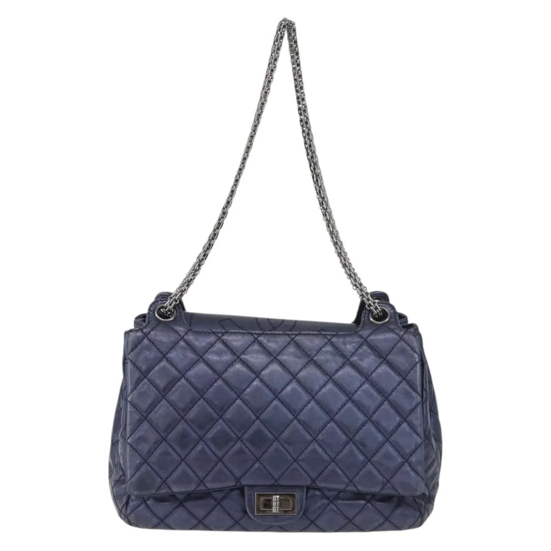 Chanel Accordion Reissue Flap Blue Leather Handbag: Chanel Accordion Reissue Flap Blue Leather Handbag Chanel Accordion Reissue Flap in blue leather. This handbag is made in Italy and shows fair overall condition with a deformed shape, light wear, ligh