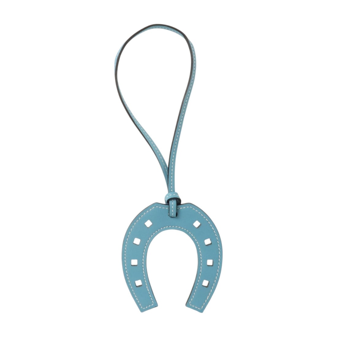 HERMES Padlock Horseshoe Charm Blue Swift Calfskin Leather (1 of 7)
