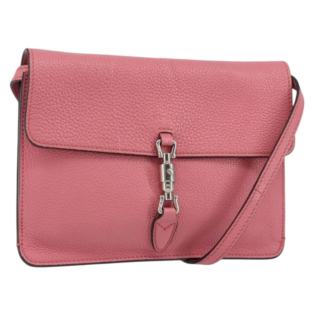 Gucci Jackie Pink Leather Shoulder Bag with Dust Bag: Gucci Jackie Pink Leather Shoulder Bag with Dust Bag Gucci Jackie shoulder bag in pink leather with silver-tone accents. Made in Italy, this women's bag includes a dust bag. Condition is B with reason