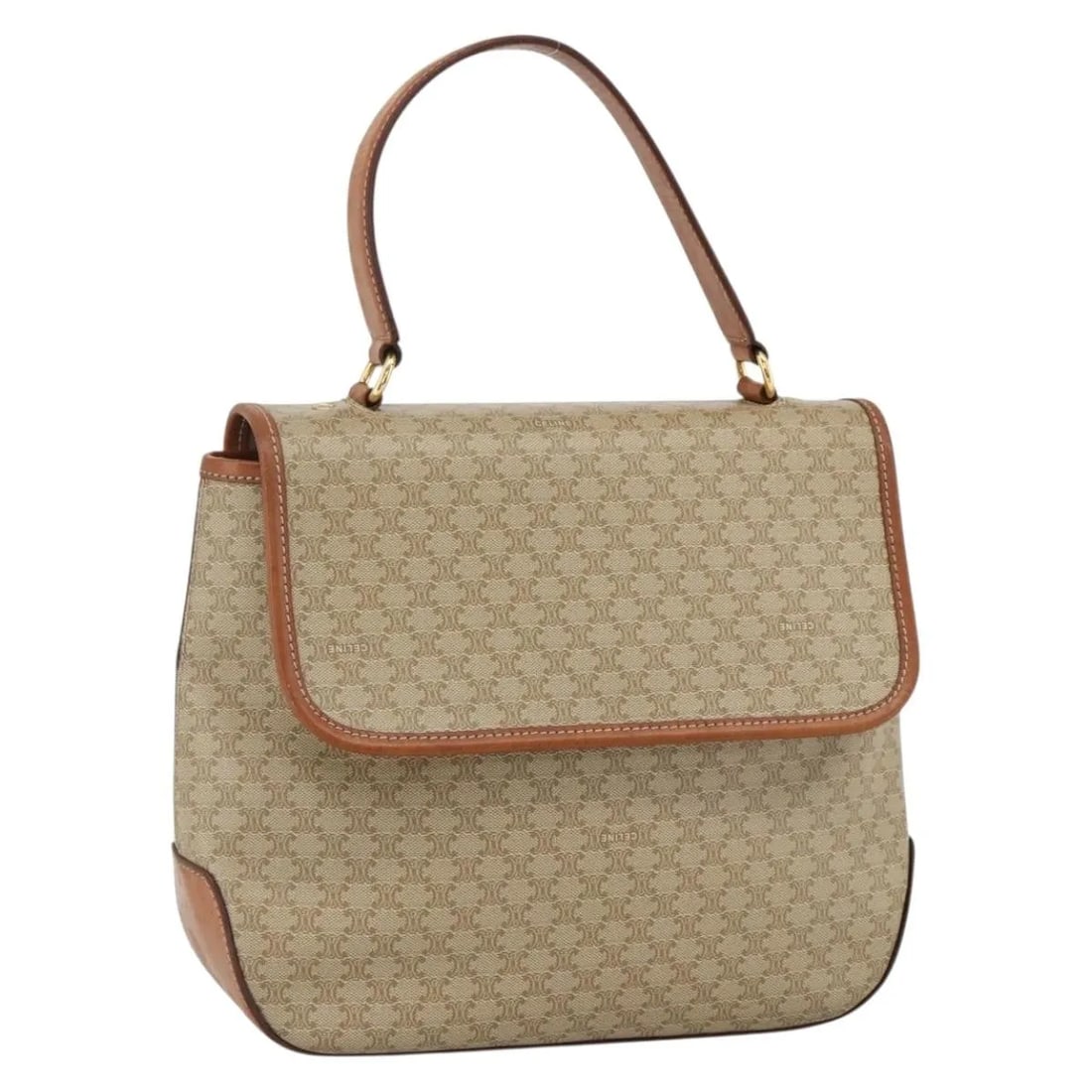 Celine Macadam beige canvas leather handbag 25cm x 24cm x 9cm: Celine Macadam beige canvas leather handbag 25cm x 24cm x 9cm This Celine Vintage Macadam Handbag features a classic beige canvas exterior accented with leather trim. Made in Italy, it is designed for