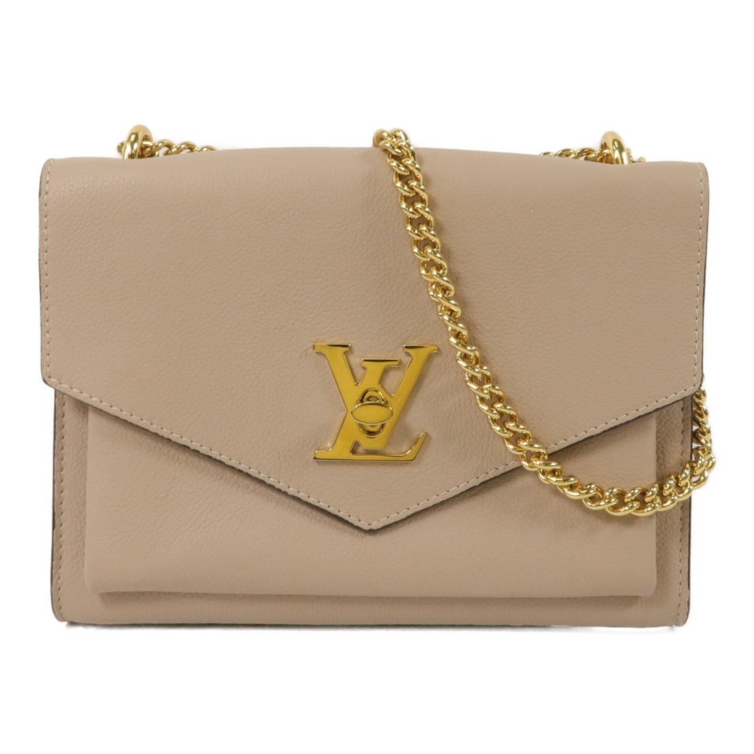 Louis Vuitton My Lockme M56137 Beige Calfskin Chain Shoulder Bag: Louis Vuitton My Lockme M56137 Beige Calfskin Chain Shoulder Bag A Louis Vuitton My Lockme Chain Shoulder Bag, model M56137, in beige calfskin leather. It features a turn lock closure, one outside zip