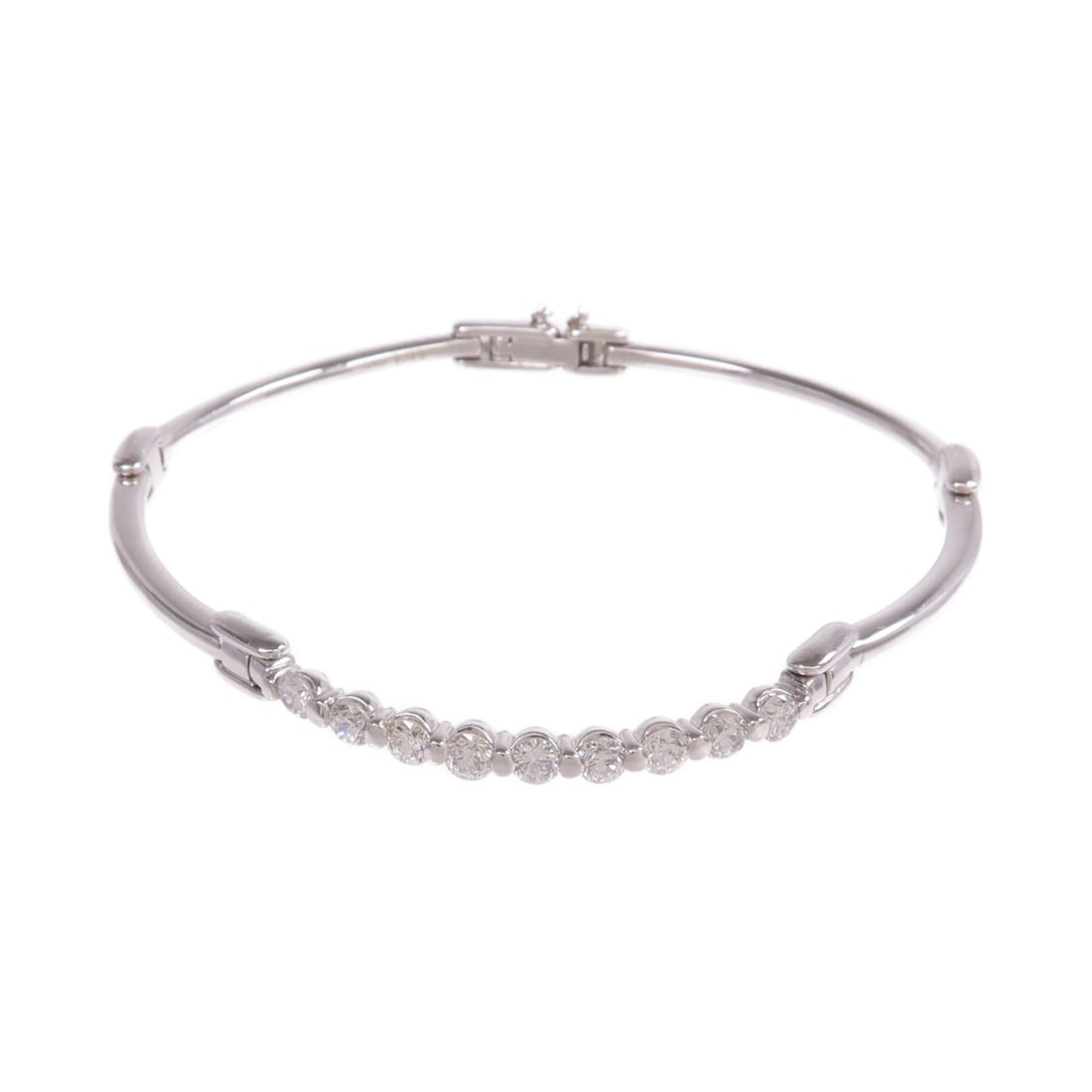 Pt900 Platinum Diamond Bracelet 19.8g 1.00ct: Pt900 Platinum Diamond Bracelet 19.8g 1.00ct A women's bracelet in Pt900 platinum with diamond accents. The piece is described as clear and has a regular size type. It weighs 19.8 g and has an approxi