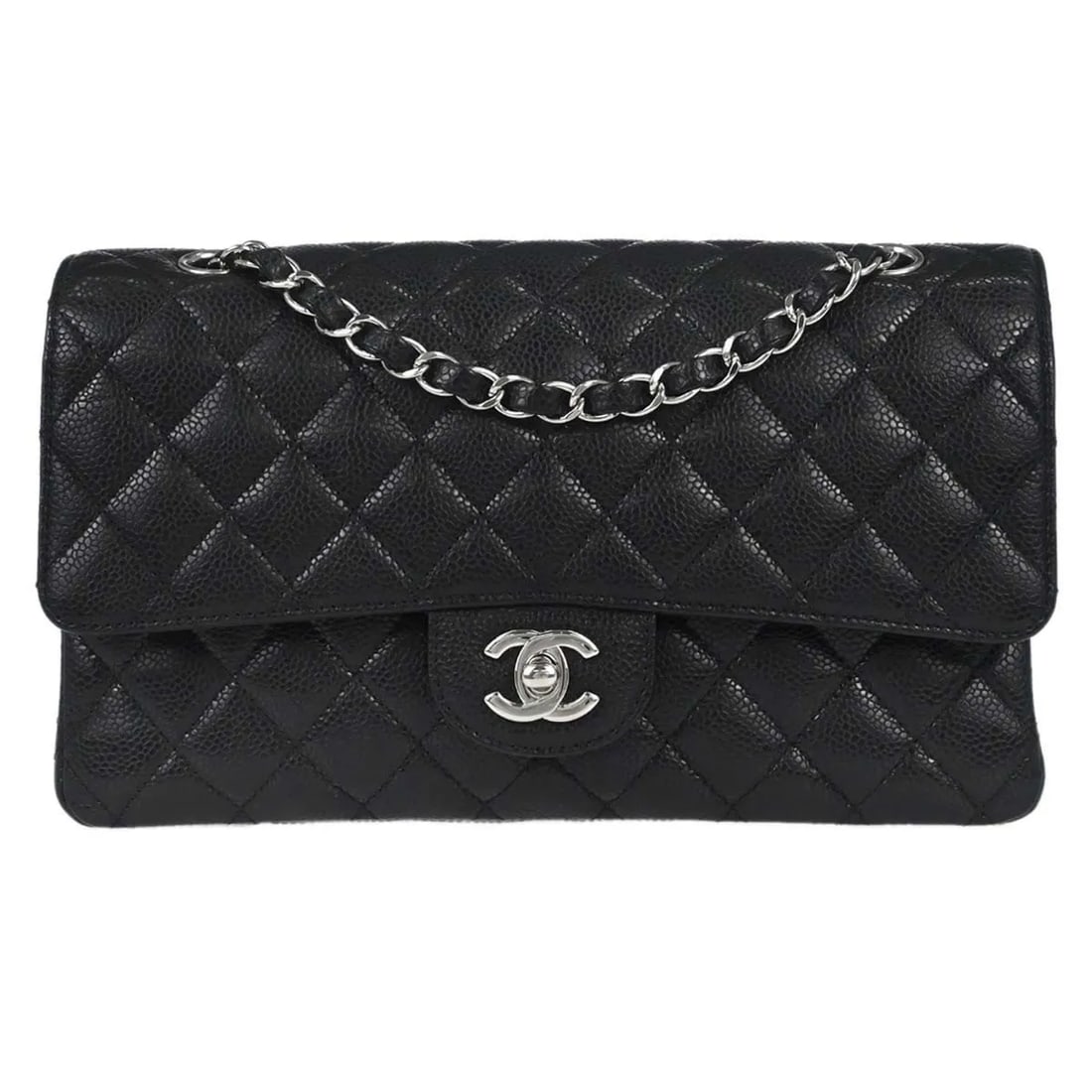Chanel Timeless Classic Double Flap Black Calfskin Bag: Chanel Timeless Classic Double Flap Black Calfskin Bag Chanel Timeless - Classic Double Flap bag in black calfskin with a quilted design. This unisex piece is presented in very good overall condition,