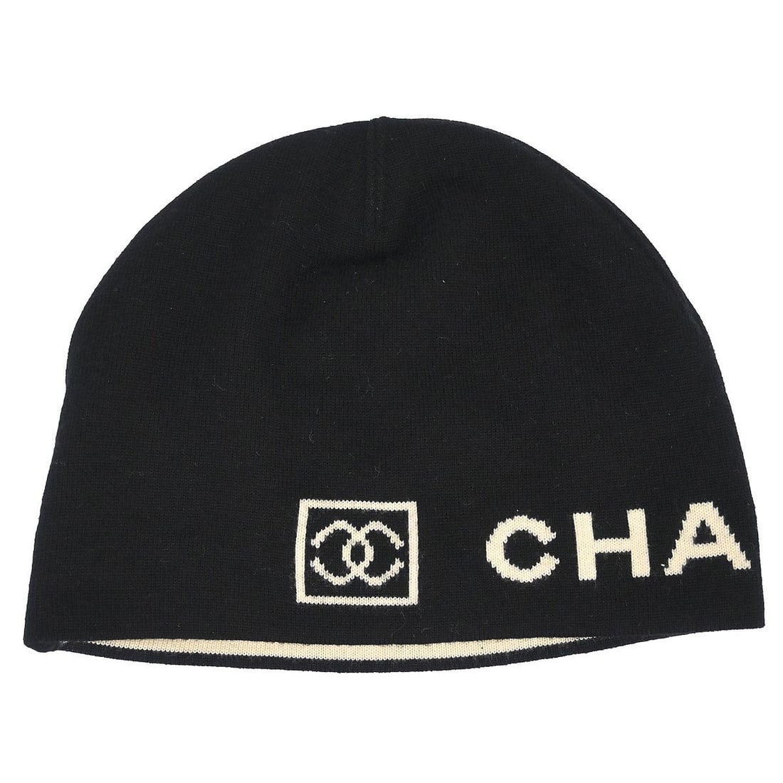 Chanel Sport Line Wool Bonnet Hat Black One Size (1 of 4)