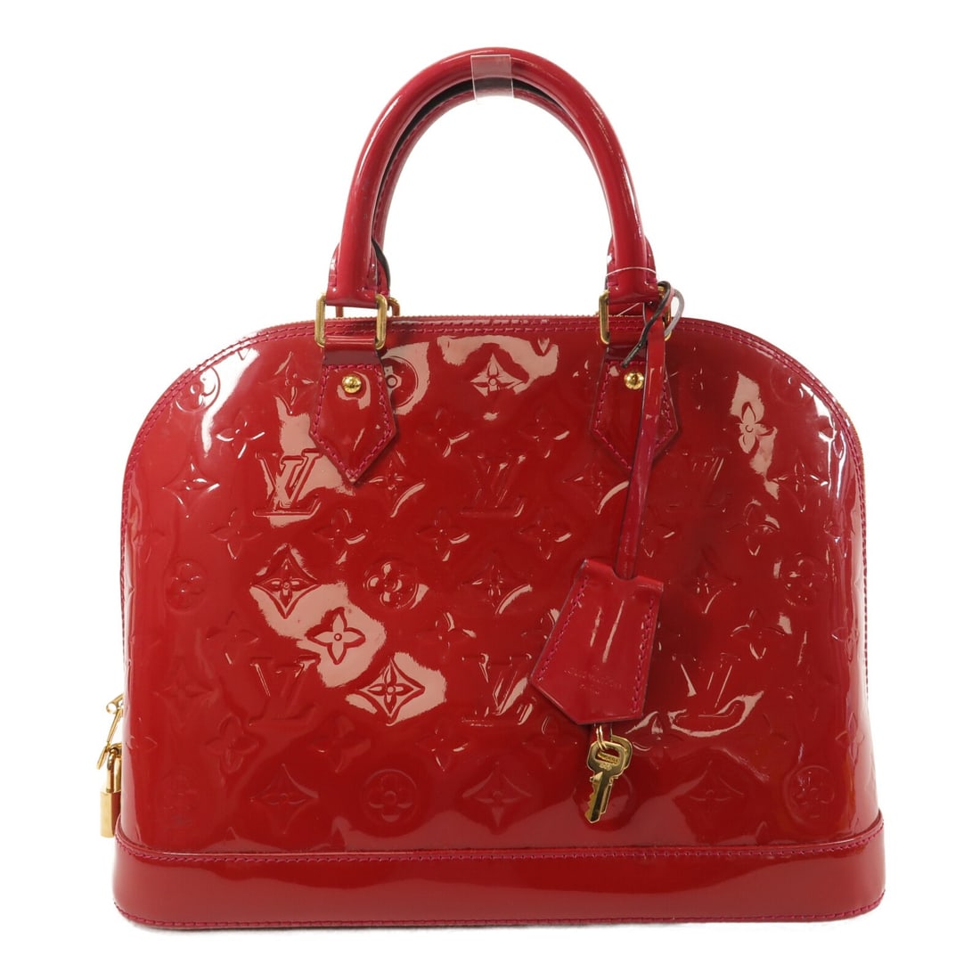 Louis Vuitton Alma PM M91770 Red Monogram Vernis Patent Leather Bag: Louis Vuitton Alma PM M91770 Red Monogram Vernis Patent Leather Bag Louis Vuitton Alma PM handbag in Monogram Vernis Red, made from patent leather. The bag is identified by model number M91770 and com