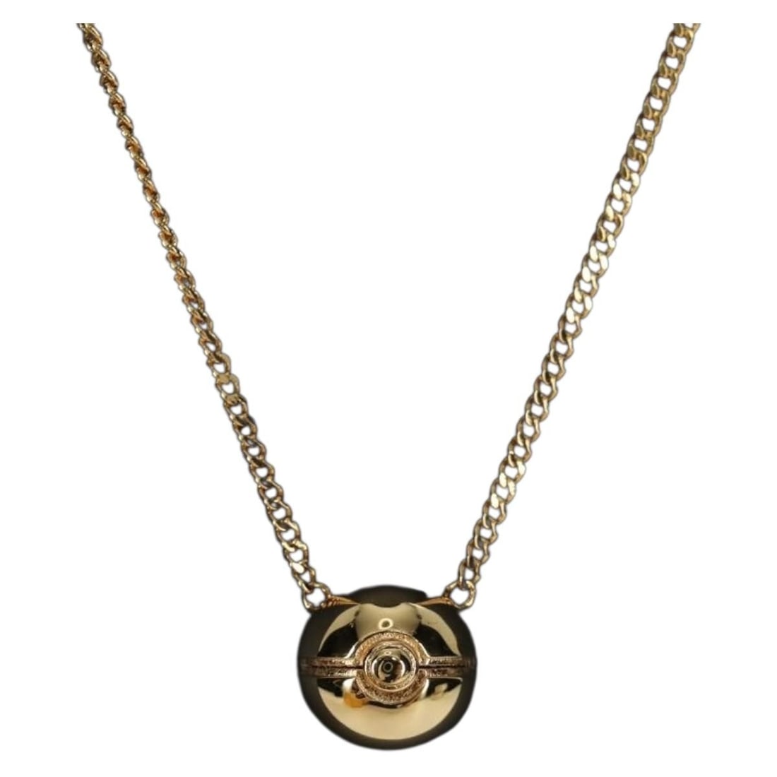 FENDI FRGMT Pokemon Pokeball Gold Tone Metal Necklace: FENDI FRGMT Pokemon Pokeball Gold Tone Metal Necklace FENDI x FRGMT x POKEMON Pokball design necklace in gold-tone metal. Made in Italy, this women's necklace comes with the item box and has a total l