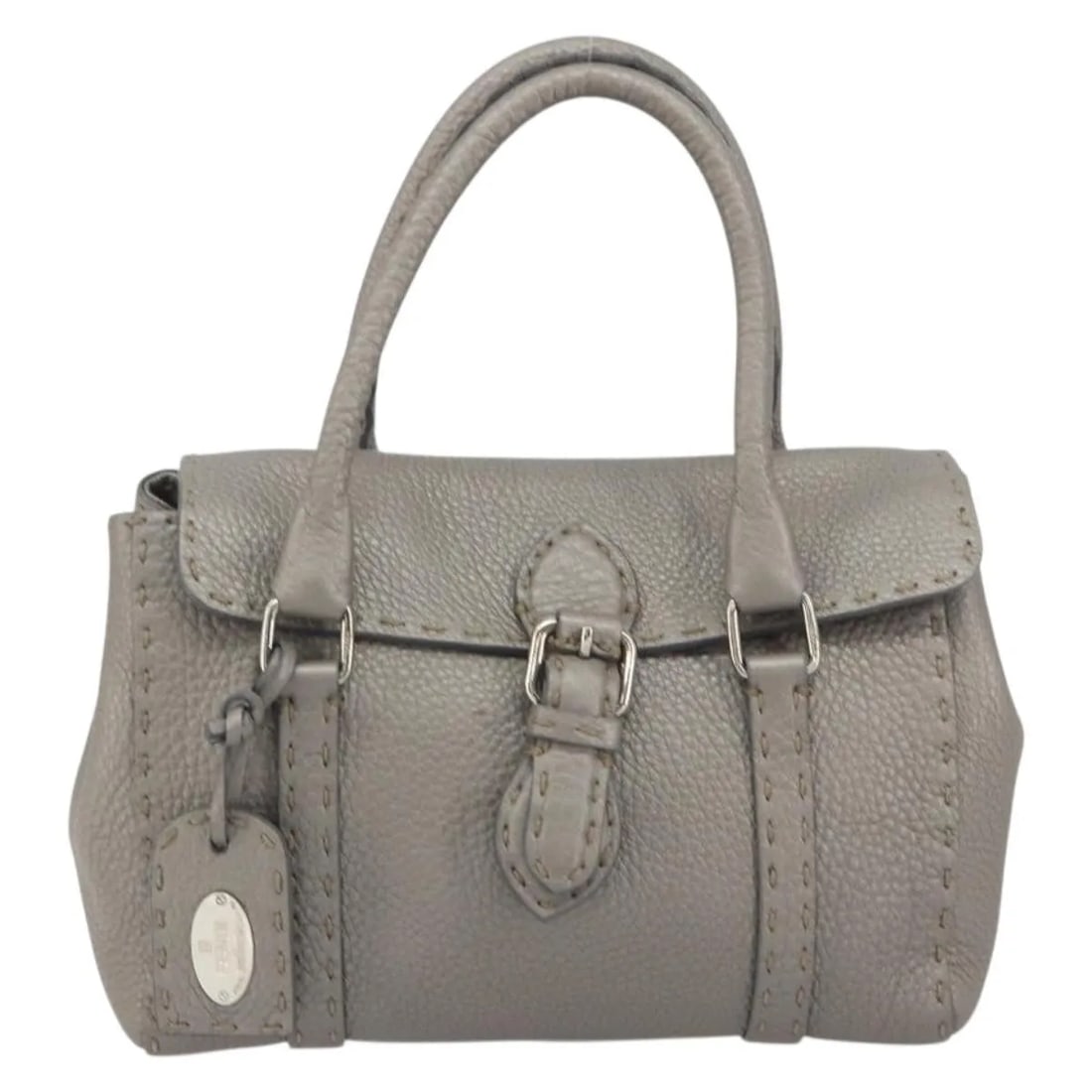 Fendi Selleria Linda gray leather satchel bag (1 of 18)