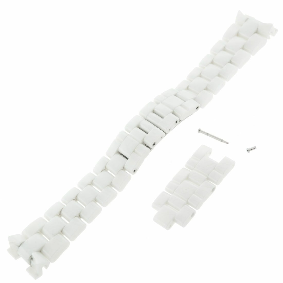 Chanel J12 White Ceramic Watch Band 41mm with Travel Pouch: Chanel J12 White Ceramic Watch Band 41mm with Travel Pouch Enhance your Chanel watch with this exquisite white ceramic wristwatch band, designed specifically for 41 mm watch models. This band features