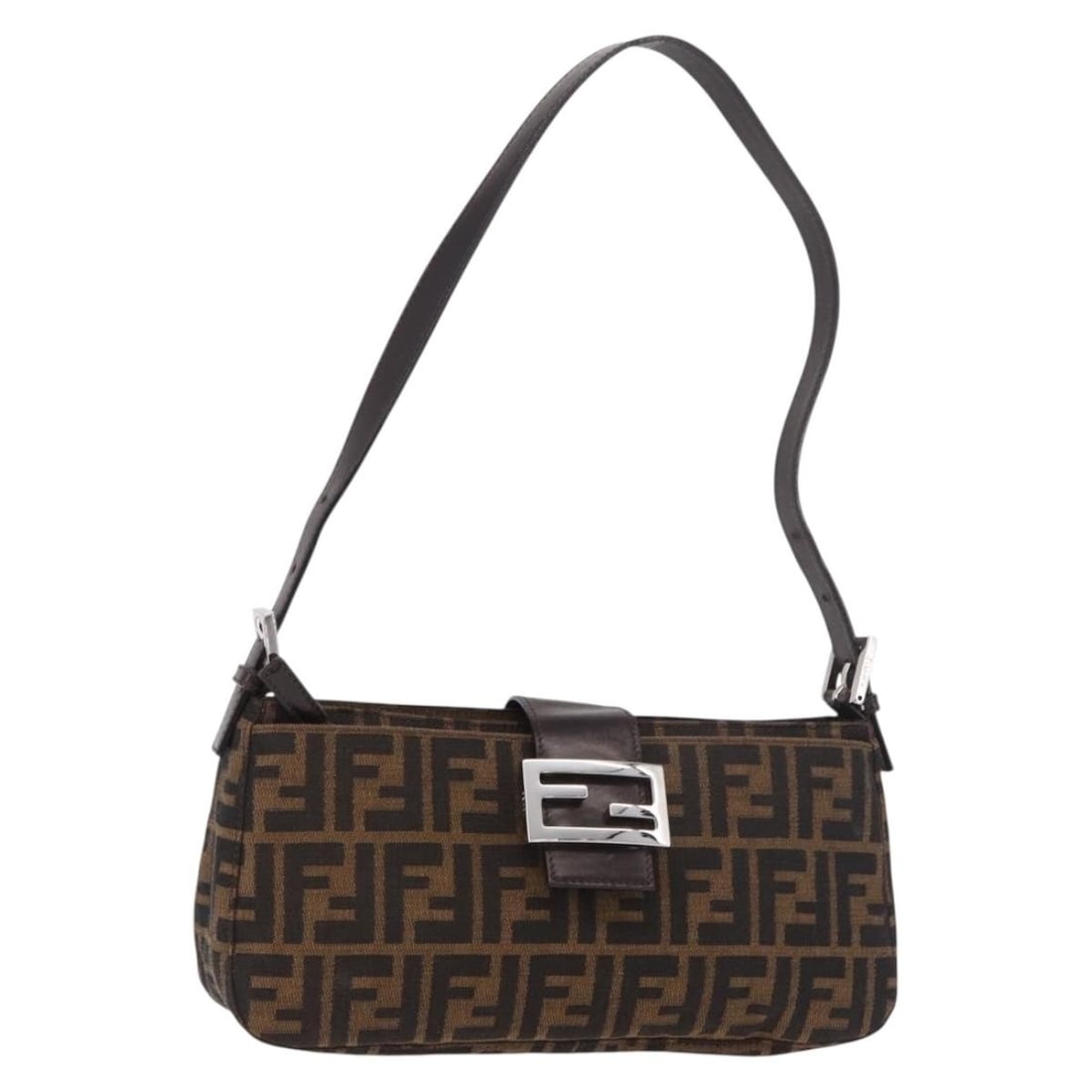 Fendi Zucca Canvas Shoulder Bag Black Brown with Dust Bag (1 of 18)