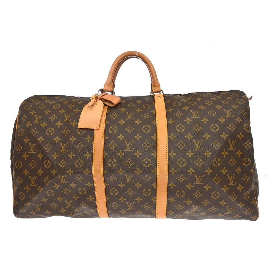 Louis Vuitton Keepall 60 Monogram Duffle Bag M41422 France: Louis Vuitton Keepall 60 Monogram Duffle Bag M41422 France Louis Vuitton Keepall 60 travel handbag in Monogram canvas and leather, designed in a duffle style for unisex adults. It features a zip closu