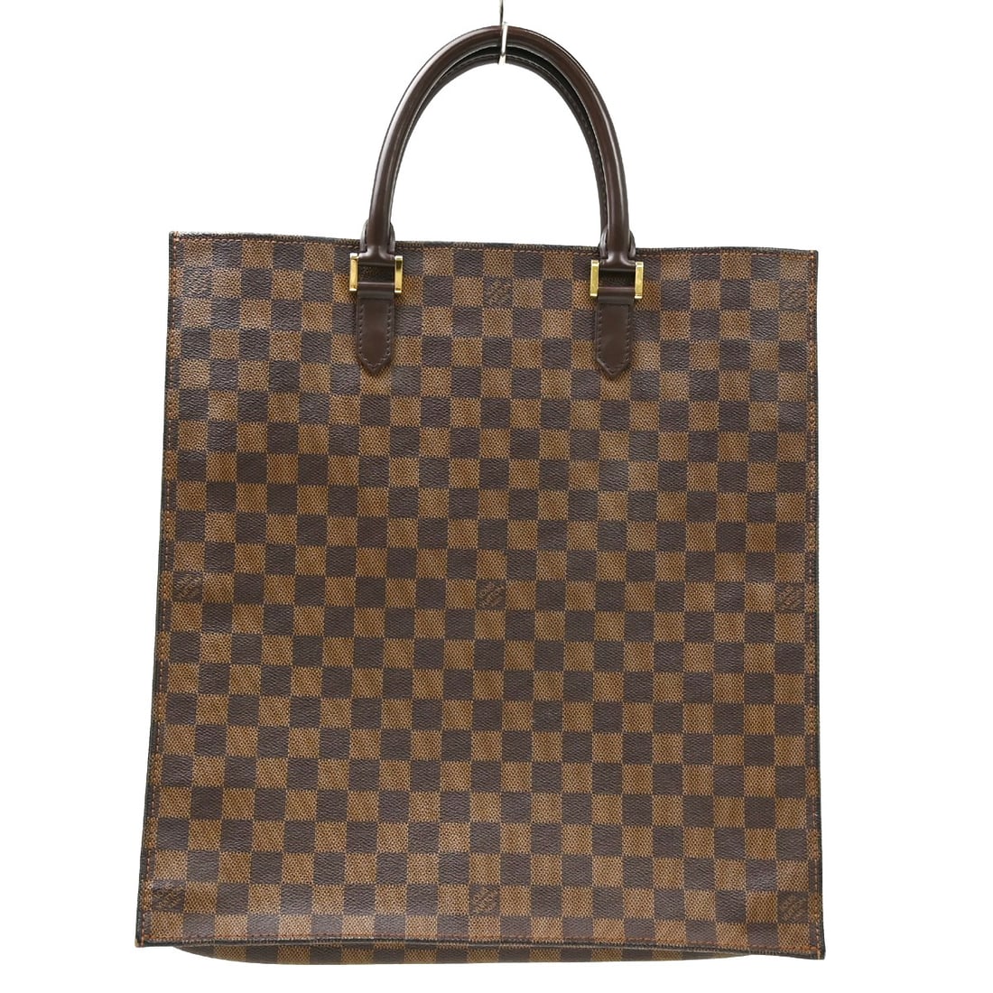 Louis Vuitton Sac Plat Damier Ebene Canvas Tote N51140: Louis Vuitton Sac Plat Damier Ebene Canvas Tote N51140 Vintage Louis Vuitton Sac Plat tote handbag in Damier canvas and leather with an open-top design and two interior pockets. This medium tote featu
