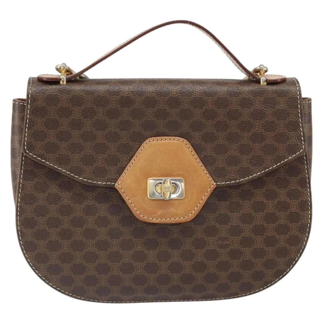 Celine Vintage Macadam Shoulder Bag Brown Canvas Leather: Celine Vintage Macadam Shoulder Bag Brown Canvas Leather This Celine Vintage Macadam Shoulder Bag features a classic brown canvas exterior complemented by leather accents. Designed for women, it offer