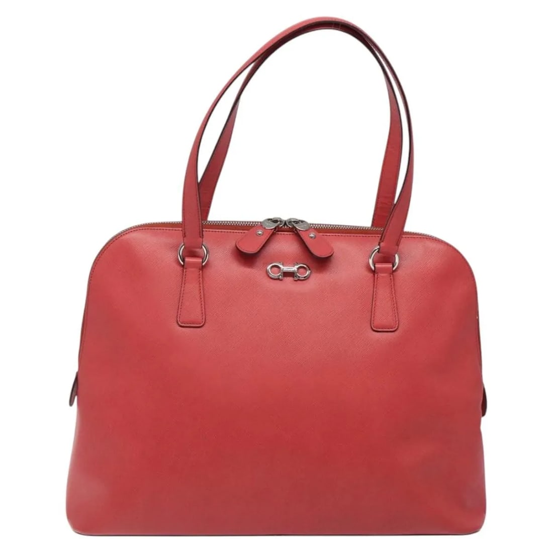 Pink Leather Handbag Salvatore Ferragamo Gancini: Pink Leather Handbag Salvatore Ferragamo Gancini Salvatore Ferragamo Gancini leather bag in pink. This vintage piece is in good condition with honest wear, including some loss of shape, light exterior