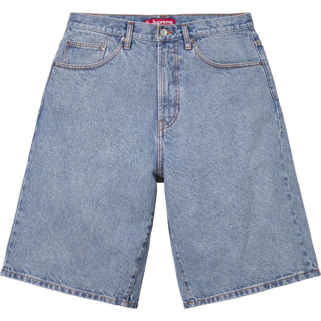 Supreme Indigo Denim Baggy Shorts 34 5-Pocket Zip Fly: Supreme Indigo Denim Baggy Shorts 34 5-Pocket Zip Fly These Supreme Baggy Washed Indigo Denim Shorts are crafted from 13 oz. all-cotton denim, offering a relaxed, baggy fit. Designed in a classic 5-po