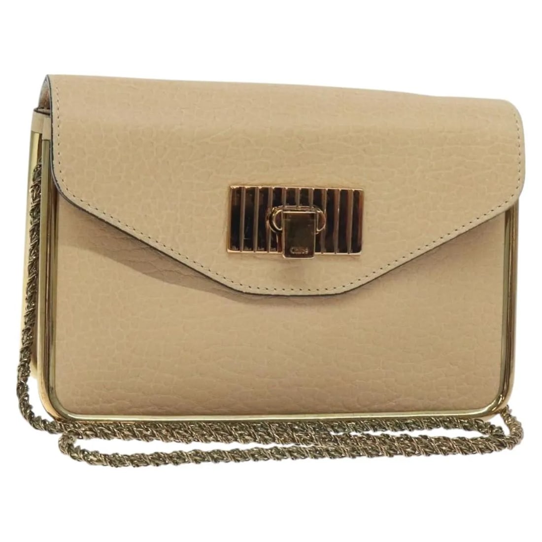 Chloe Sally Beige Leather Shoulder Bag Italy: Chloe Sally Beige Leather Shoulder Bag Italy The Chloe Sally Shoulder Bag is crafted from beige leather and designed for women. It features a compact size suitable for daily use. The bag shows signs o