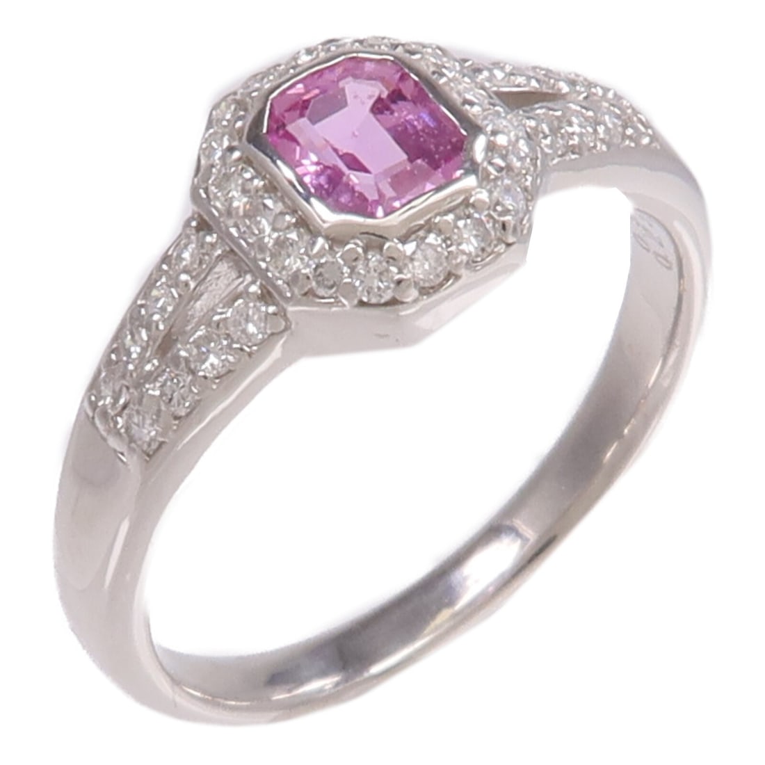 Pt900 Platinum Ring Pink Sapphire Diamond US 6 (1 of 9)