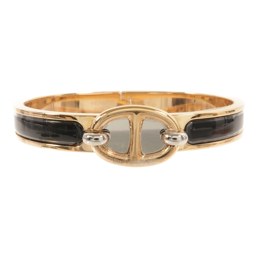 Hermes Clic Chaine Dancre Metal Bangle Bracelet Black (1 of 11)