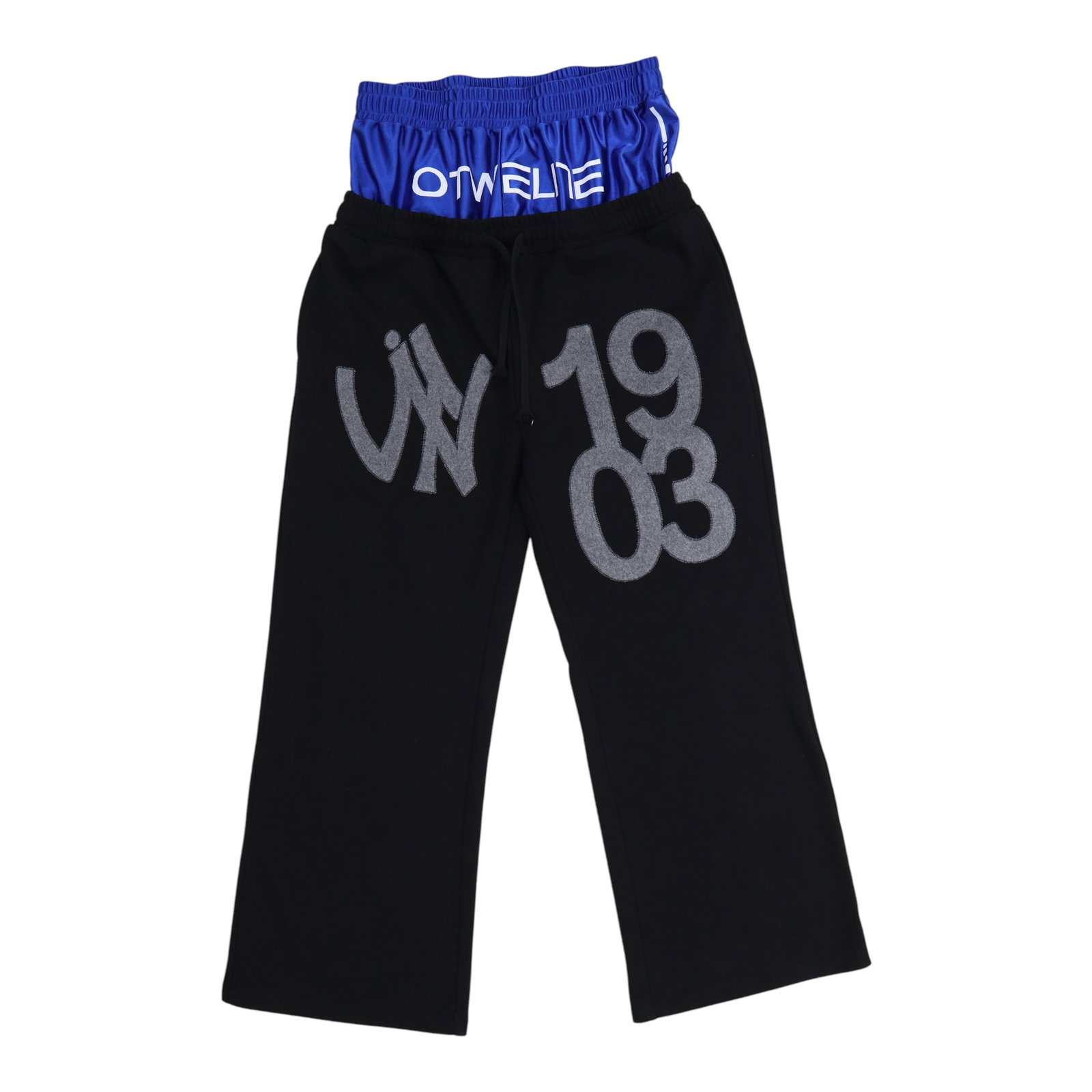 OTW Studios Black Baggy Sweatpants Large Built In Basketball Short: OTW Studios Black Baggy Sweatpants Large Built In Basketball Short These OTW Elite Black Sweatpants feature a built-in basketball short upper for added style and comfort. Made from soft, durable fabri