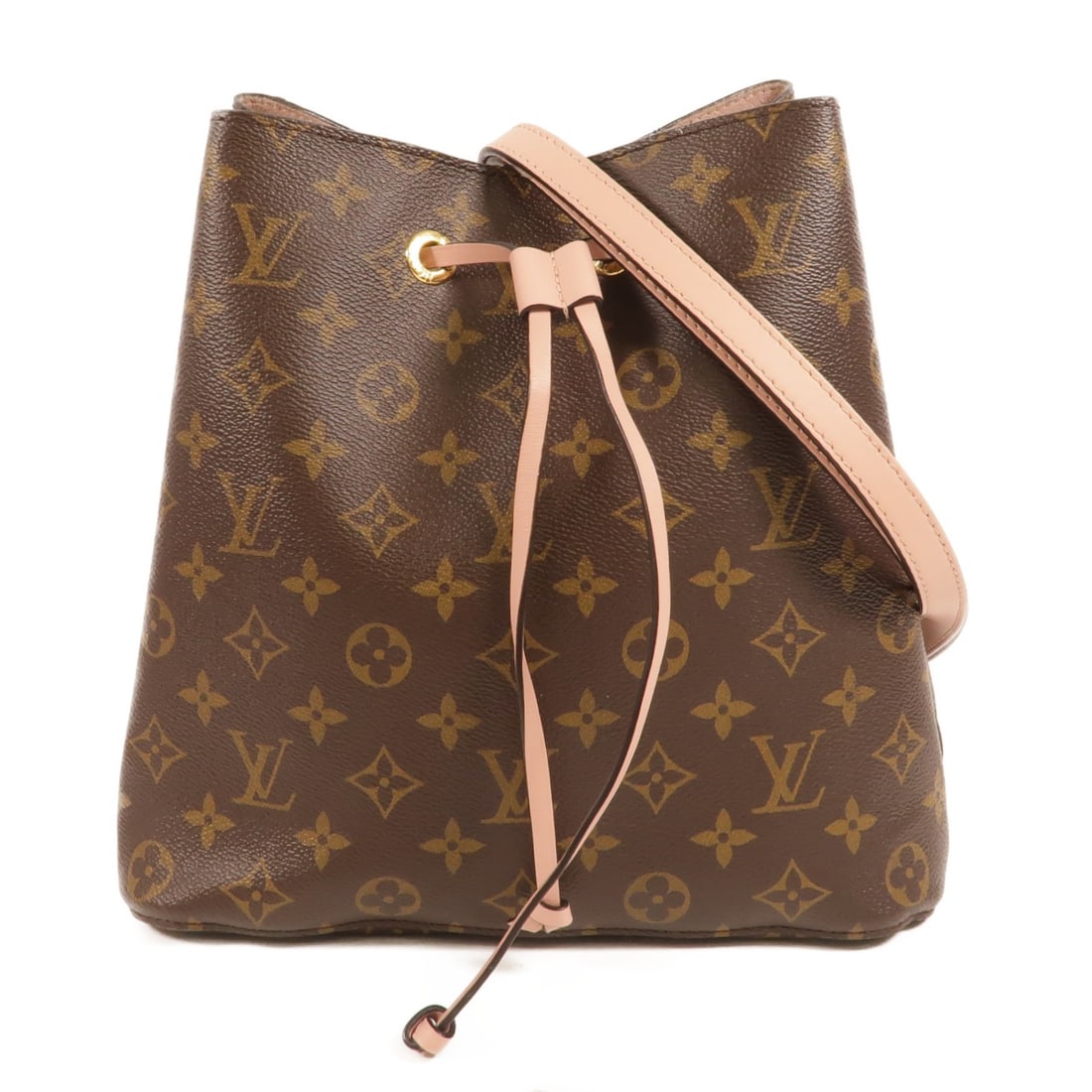 Louis Vuitton Neo Noe MM Monogram Shoulder Bag M44022 Brown Pink: Louis Vuitton Neo Noe MM Monogram Shoulder Bag M44022 Brown Pink A Louis Vuitton Neo Noe MM shoulder bag in Brown/Pink monogram PVC coated canvas with gold-tone hardware. It features one inside zip po