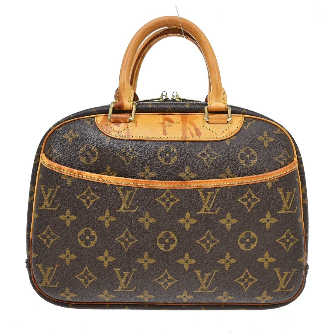 Louis Vuitton Trouville Monogram Canvas Handbag M42228 Brown: Louis Vuitton Trouville Monogram Canvas Handbag M42228 Brown Vintage Louis Vuitton Trouville handbag in brown Monogram canvas and leather with double handles, a zip closure, and multiple pockets. Made