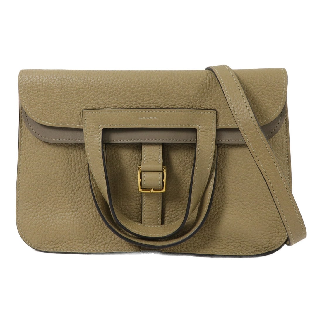 Hermes Halzan 25 Clemence Swift Leather Shoulder Bag Trench Etoupe: Hermes Halzan 25 Clemence Swift Leather Shoulder Bag Trench Etoupe Hermes Halzan 25 2 Way Shoulder Bag in Clemence Leather and Swift Leather, presented in Trench/Etoupe. It is made from calfskin (cowh