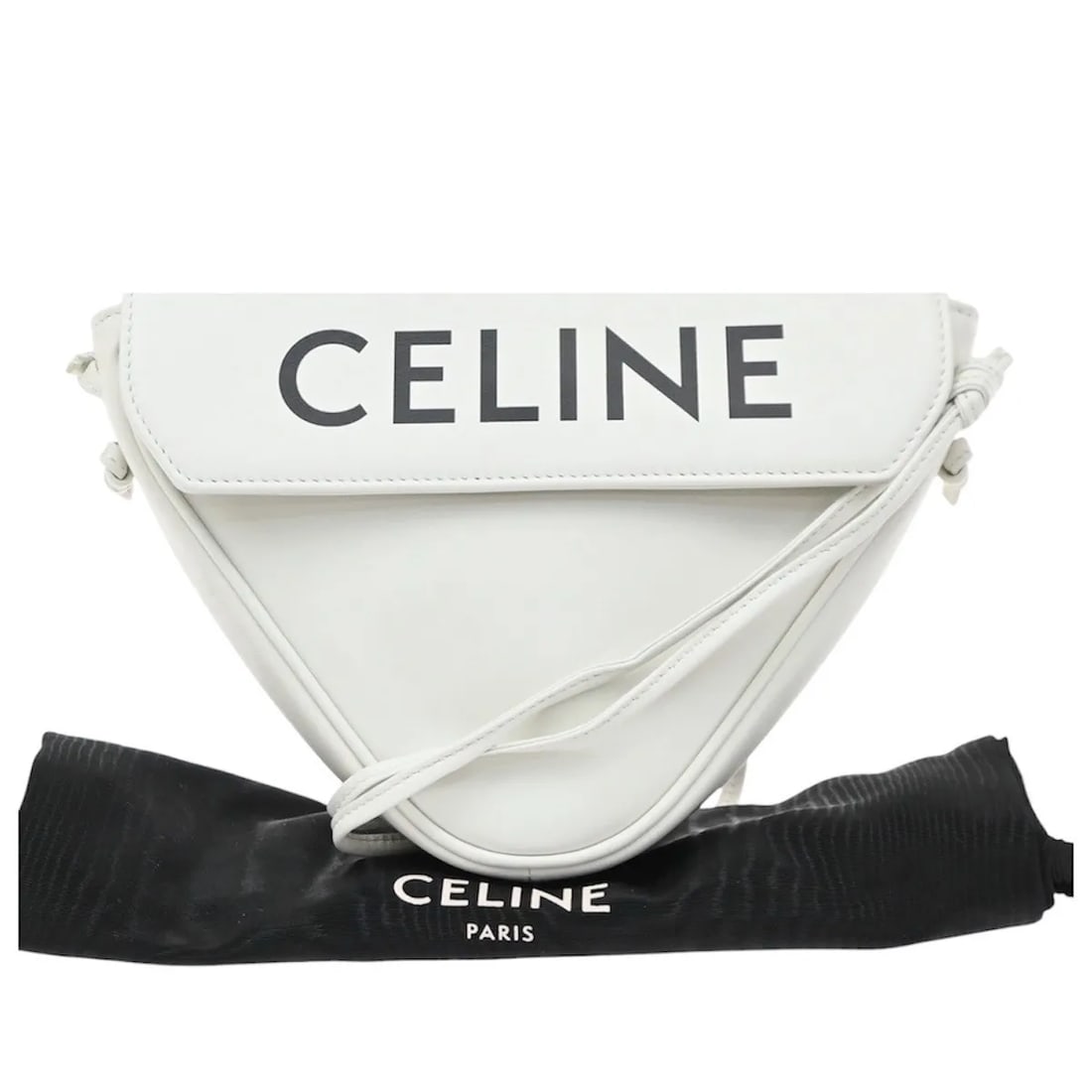 Celine Triangle White Leather Handbag 21cm x 14cm x 3cm: Celine Triangle White Leather Handbag 21cm x 14cm x 3cm Celine Triangle bag in white leather, made in Italy. It is described as a female model with a Triangle design and is in very good condition. The