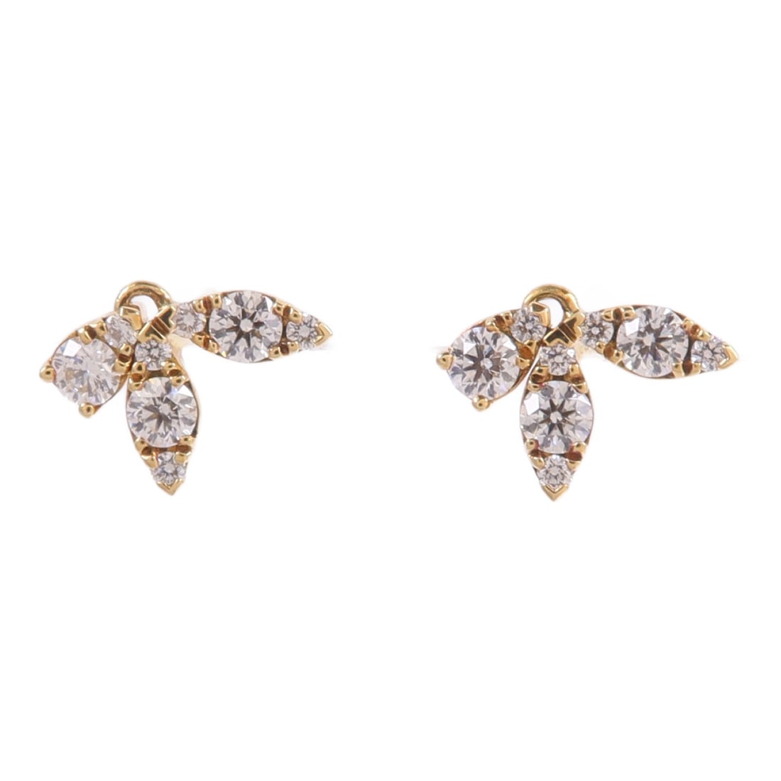 18K Rose Gold Diamond Stud Earrings 0.313ct 9mm x 7mm: 18K Rose Gold Diamond Stud Earrings 0.313ct 9mm x 7mm Diamond earrings in 18K pink gold with diamond accents. The earrings are described as K18PG (rose gold) x diamond, with a total diamond weight of 