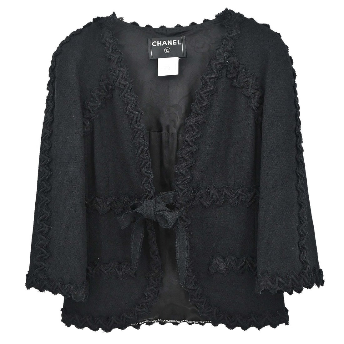 CHANEL 07A Black Collarless Wool Nylon Jacket Size 38 (1 of 15)