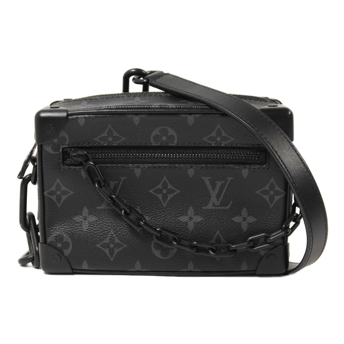 Louis Vuitton M44735 Mini Soft Trunk Monogram Eclipse Shoulder Bag: Louis Vuitton M44735 Mini Soft Trunk Monogram Eclipse Shoulder Bag Louis Vuitton LV Mini Soft Trunk Shoulder Bag, model M44735, in Monogram Eclipse and black PVC coated canvas. This mens shoulder bag 