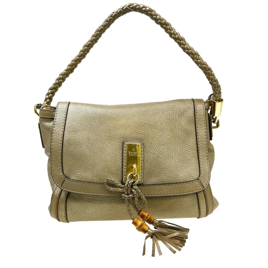 Gucci Bella Flap Leather Handbag Gold: Gucci Bella Flap Leather Handbag Gold Gucci Bella Flap leather handbag in gold. This women's bag is made in Italy and is presented in good condition, with light wear, light marks, and light scratching