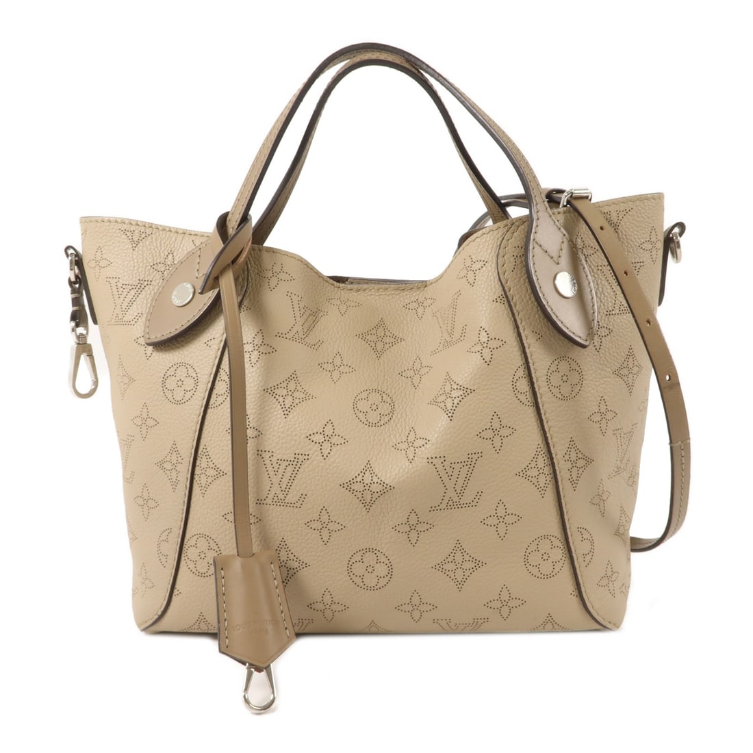 Louis Vuitton Hina PM 2 Way Shoulder Bag Mahina Calfskin M54351 Beige: Louis Vuitton Hina PM 2 Way Shoulder Bag Mahina Calfskin M54351 Beige Louis Vuitton Hina PM 2 Way Shoulder Bag, model M54351, in Beige/Galet. Crafted from Mahina and calfskin (cowhide), it features a 