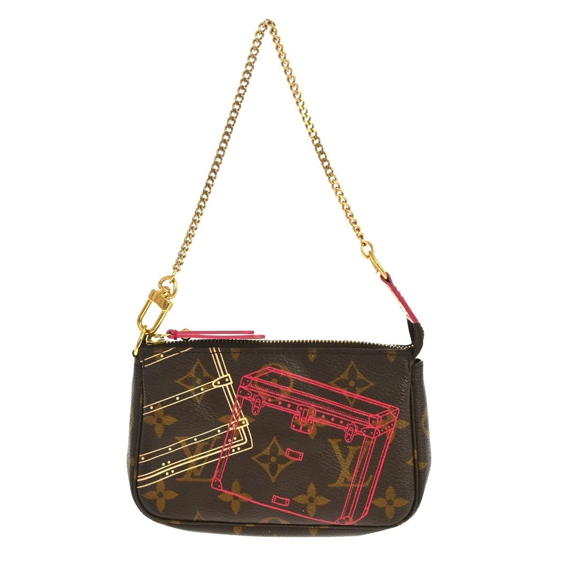Louis Vuitton M58501 Mini Pochette Accessoires Monogram Christmas Handbag: Louis Vuitton M58501 Mini Pochette Accessoires Monogram Christmas Handbag Vintage Louis Vuitton Mini Pochette Accessoires Christmas Limited Edition M58501 in brown Monogram canvas with leather trim. T