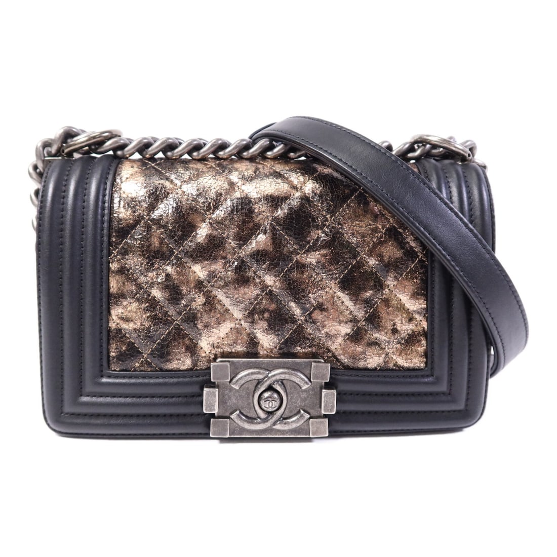 CHANEL Boy 20 A67085 Chain Shoulder Bag Bronze Calfskin SHW: CHANEL Boy 20 A67085 Chain Shoulder Bag Bronze Calfskin SHW CHANEL Boy 20 chain shoulder bag in calfskin (cowhide) leather with a bronze color and SHW hardware. It is a women's shoulder bag made in Fr