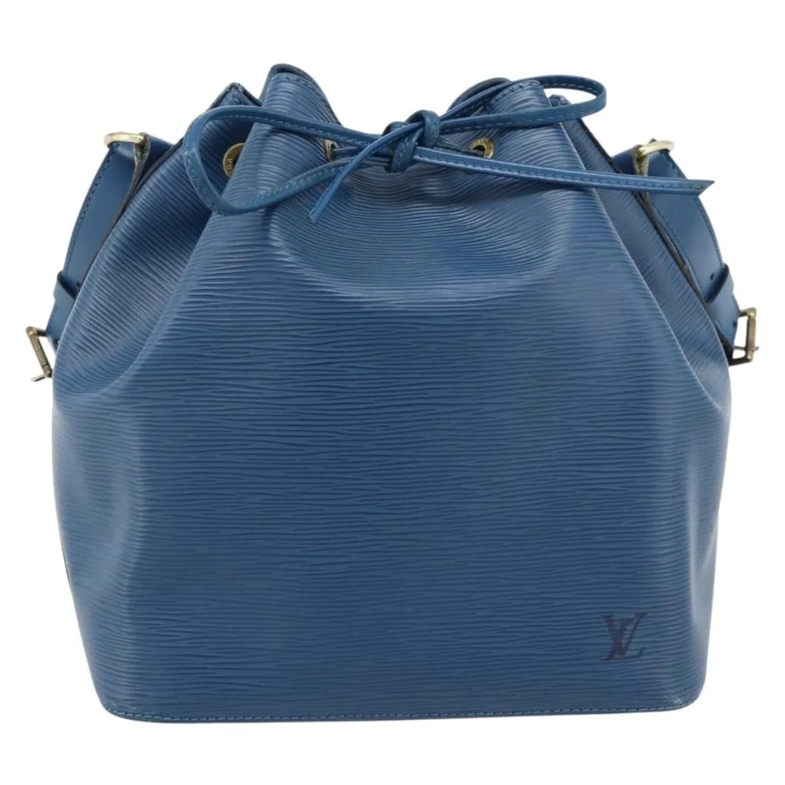 Louis Vuitton Noe Blue Epi Leather Shoulder Bag: Louis Vuitton Noe Blue Epi Leather Shoulder Bag This Louis Vuitton Noe handbag is crafted from blue Epi leather and designed for women. The bag features a structured silhouette with a drawstring closu