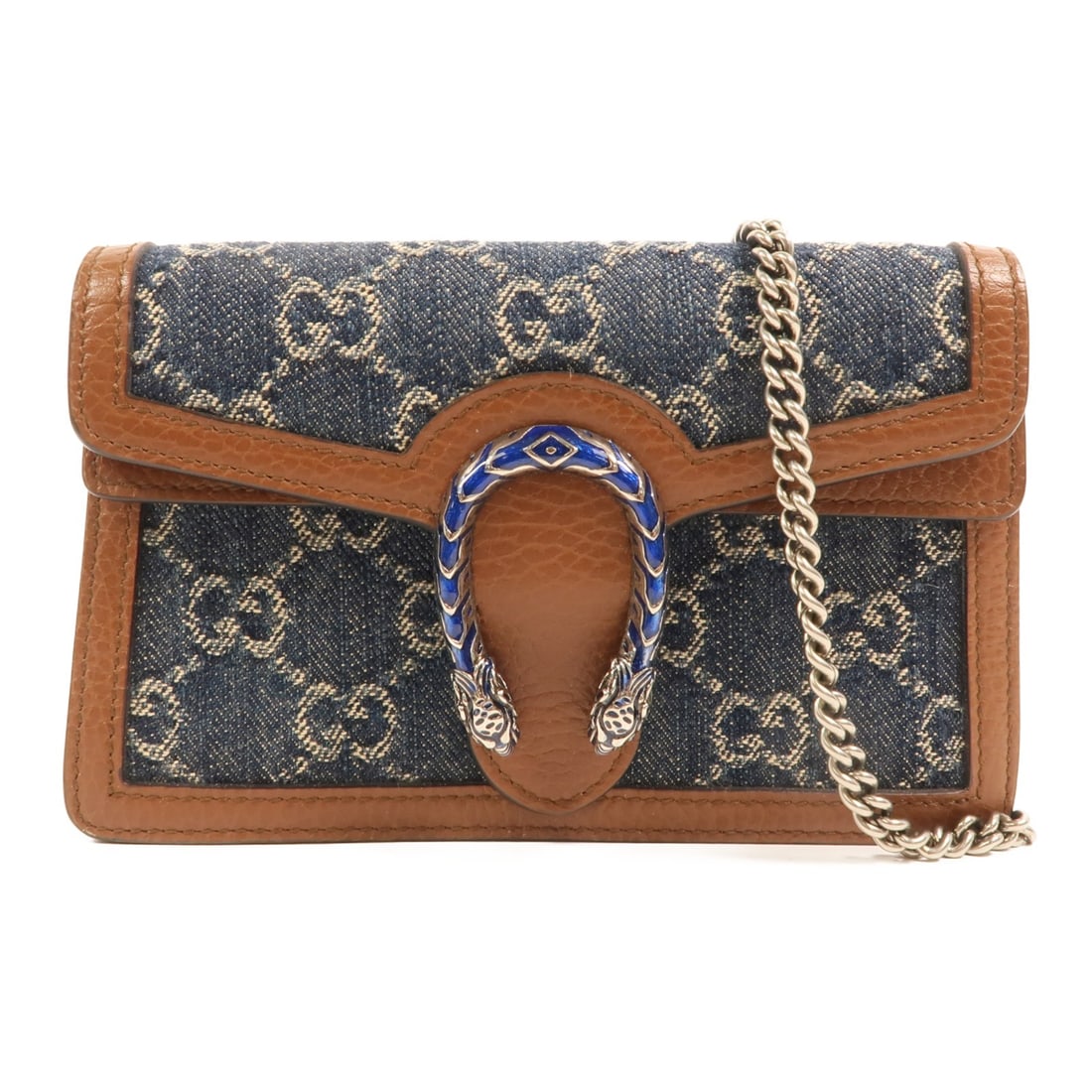Gucci Dionysus Wallet on Chain Denim Blue Shoulder Bag 476432: Gucci Dionysus Wallet on Chain Denim Blue Shoulder Bag 476432 Gucci GG SHW Dionysus Wallet On Chain Shoulder Bag 476432 in denim blue. This women's shoulder bag is made of denim and was manufactured i