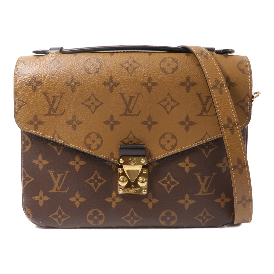 Louis Vuitton M44876 Pochette Metis Monogram Reverse 2 Way Bag: Louis Vuitton M44876 Pochette Metis Monogram Reverse 2 Way Bag Louis Vuitton Pochette Metis 2 Way Shoulder Bag, model M44876, in Brown. It is made from Monogram Reverse and PVC coated canvas, and come