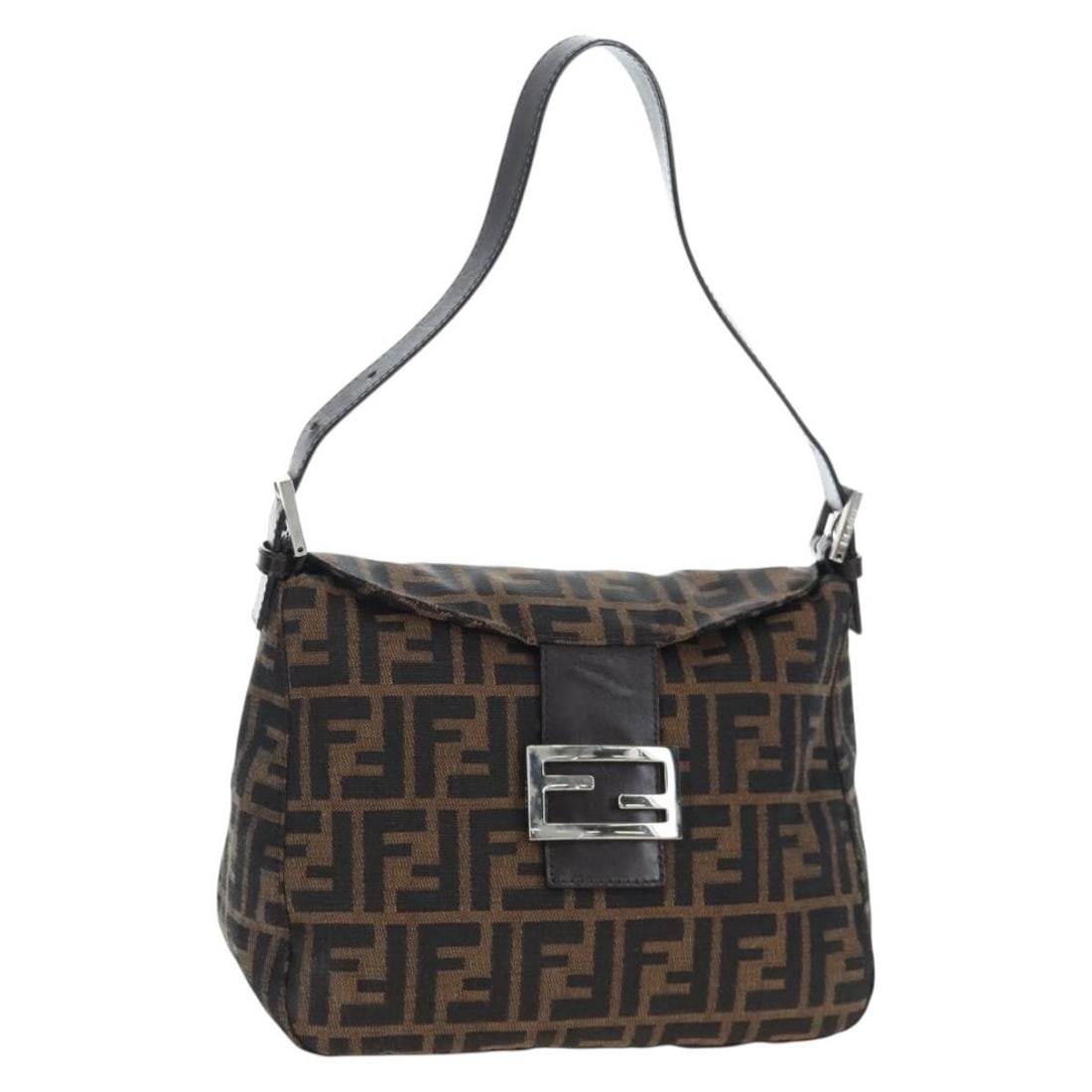 Fendi Mamma Baguette Zucca Canvas Shoulder Bag Brown Black Dust Bag: Fendi Mamma Baguette Zucca Canvas Shoulder Bag Brown Black Dust Bag Fendi Mamma Baguette shoulder bag in brown and black Zucca canvas, made in Italy. It comes with a dust bag and features a shoulder s