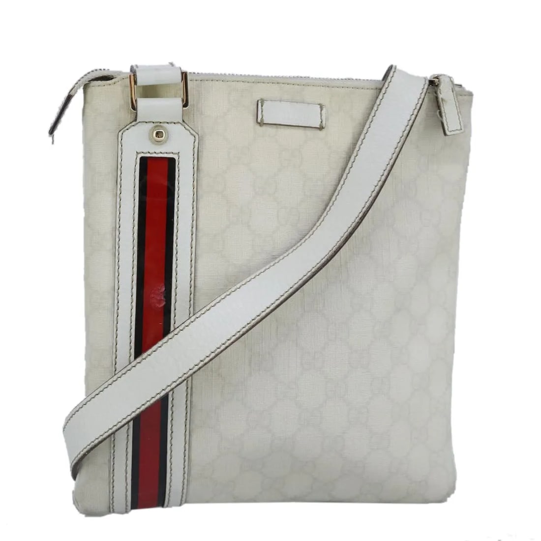 Gucci Sherry line PVC shoulder bag white: Gucci Sherry line PVC shoulder bag white This Gucci Sherry line shoulder bag features a classic design crafted from durable PVC in white. The bag is designed for women and offers a spacious interior f