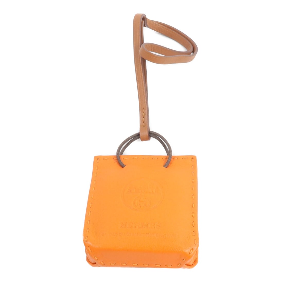 Hermes Sac Orange Milo Lambskin Bag Charm in Orange (1 of 8)